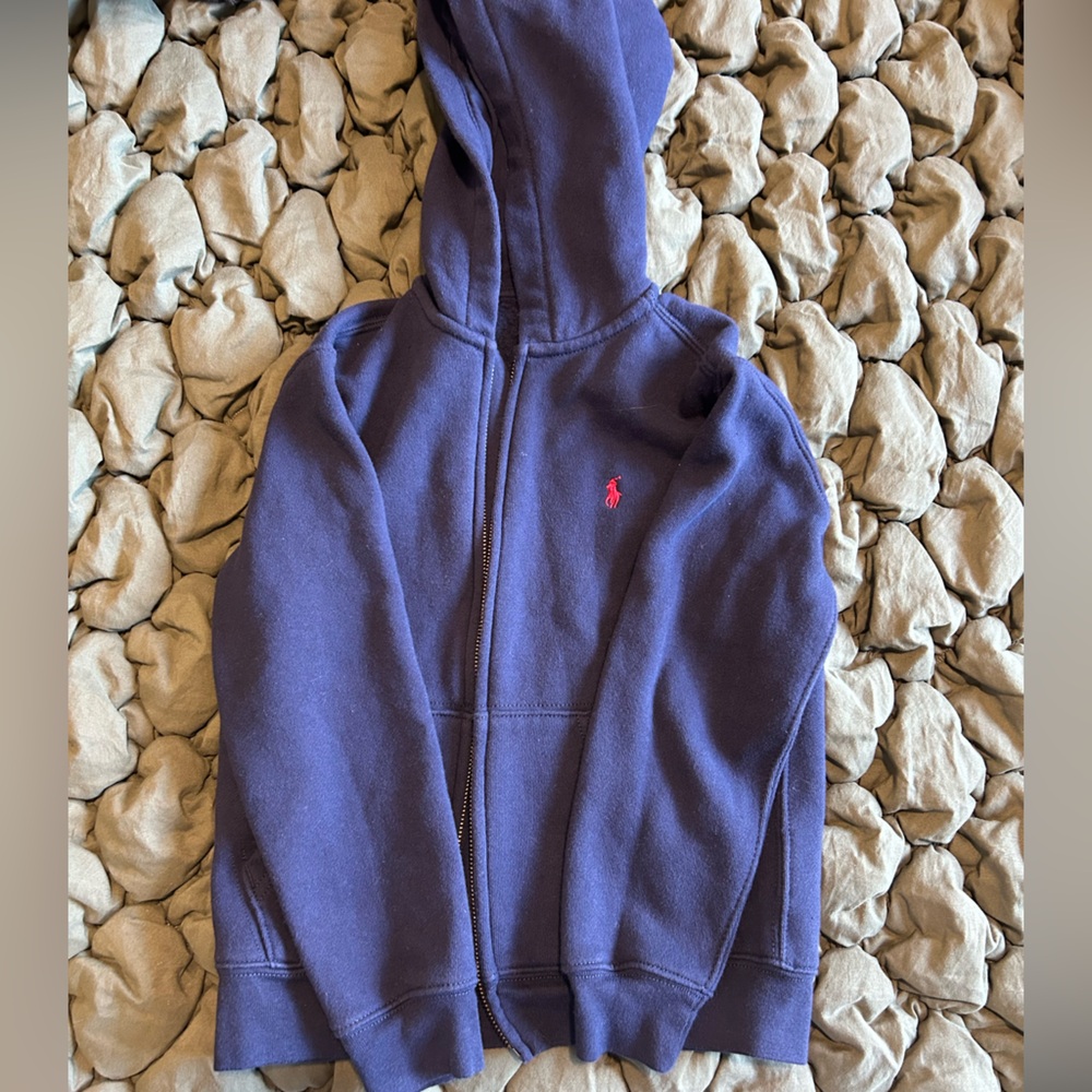 Purple Polo Hoodie with Red Logo